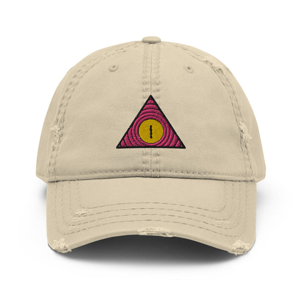 Distressed Dad Hat Treyeangle Pink